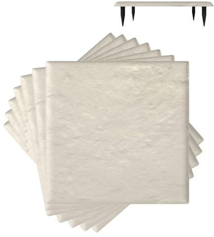 COSTWAY Lot de 8 Dalles de Jardin avec Piquets de Sol, 39,5x39,5cm, Dalles Extérieures de Terrasse Tout Temps, Revêtement de Sol Plastique Imperméable pour Pelouse et Cour, Charge 300kg, Beige
