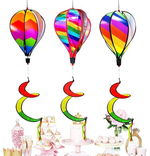 Ruwshuuk Windsocks and Spinners | 3X Balloon Wind Spinners Outdoor | Windsock Ornament Outdoor Decoration for Yard Garden Patio Fences Tree Birthday Gathering Holiday Wedding Camping