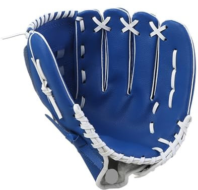 Baseboll- och softbollhandskar kraftförsvar tjockare vantar för ungdomar vuxna infielders och pitchers helhand basebollhandske (blå, 29,2 cm)