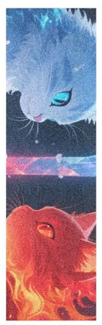 voucong Cooles blau-rotes Katzen-Griptape für Skateboard-Designs, blasenfrei, Scooter-Griptape, 83 x 22,9 cm, lijas para skate