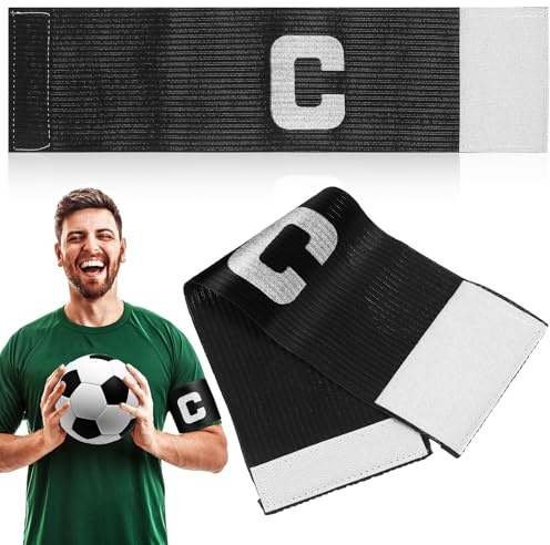 STOBAZA 2 Stück Fußball Kapitänsbinde Elastisch mit Sicherem Verschluss Hochsichtbare Armbänder für Erwachsene Teamführer Flexible Strapazierfähige Spielführerbinde für Vielseitigen