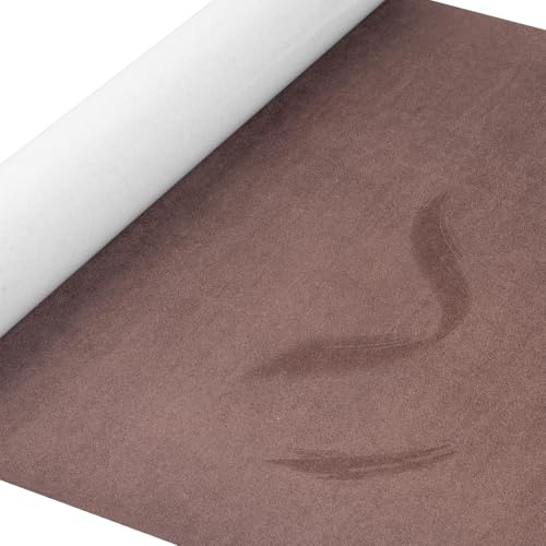 Mikrofaserstoff Folie Selbstklebend Premium, Braun Selbstklebender Stoff 42cm x 150cm, Stretch Wildleder Optik Kunstleder für Cockpit Autoinnenraum Möbel DIY Reparatur