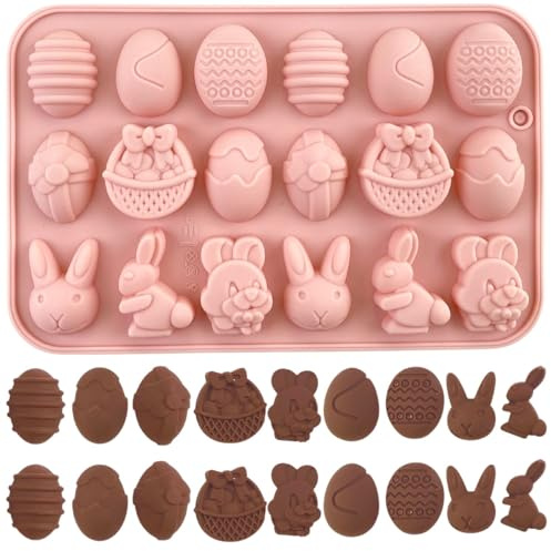 Molde de silicona de Pascua para chocolate, huevo, conejo, cabeza de conejo, forma de cesta de caramelos, moldes para chocolate, caramelos, gelatina (1 unidad)