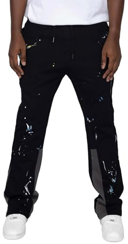 Slip-on byxor för herr med elastiskt band, eleganta joggingbyxor för herr stretch breda ben träningsbyxor sovbyxor med tryck mönster herrbyxor vandring fritidsbyxor löparbyxor långa sport haremsbyxor