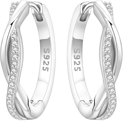 PANPOKI Hjärta och stjärna måne örhängen 925 sterlingsilver med 14K guldpläterad – lätta CZ kreoler örhängen | allergivänliga smycken för kvinnor | presentförpackning, Universal Kompatibilität Charms