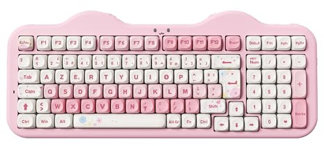 YUNZII C98 AZERTY Clavier Gamer Mécanique sans Fil Gâteaux (Rose, Candy) | Français 100 Touches PBT avec Pavé Numérique, Bluetooth/2.4G/USB-C Filaire, RGB, Montage Gasket, pour Windows/Mac