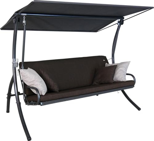 ANGERER Hollywoodschaukel Elegance Smart braun | Gartenschaukel Made in Germany, Schaukel zum Sitzen, Liegen und Entspannen, inklusive Bett-Funktion, einfache Montage