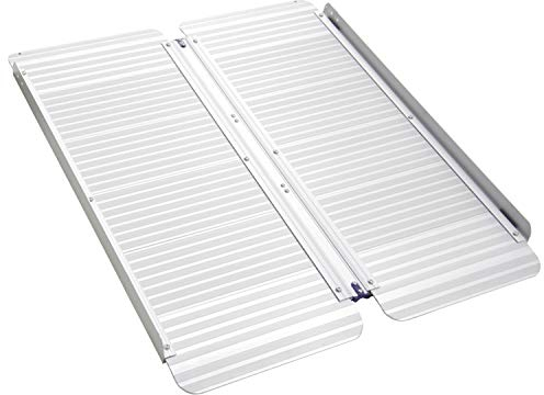 Rollstuhlrampe – Aluminiumschiene mit Rand – Kofferrampe – mobil – klappbar – faltbar – Auffahrhilfe für Roller, Rollatoren – Schwellenrampe - bis 272 kg - 91,4 cm (MR607M-3)