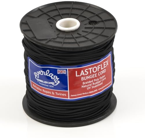 EVERLASTO 2 mm Lastoflex Bungee-Seil, schwarz, Gummi, 2mm x 20M