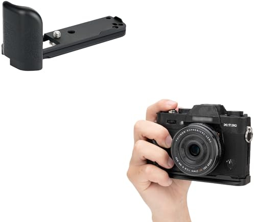 JJC Metal L-förmiger Handgriff für Fuji X-T30III X-T30II X-T30 X-T20 X-T10 | Ersetzt MHG-XT10, Arca-Swiss-Schnellwechselplatte, Mikrofaserleder, Batterie- oder Speicherkartenwechsel ohne Demontage