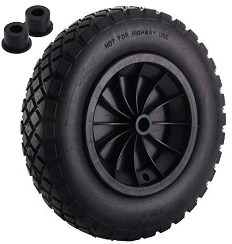 KetoPlastics BLACK PU 14 Puncture Proof Solid Industrial Wheelbarrow Wheel Tyre 3.50-8