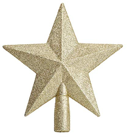 Molinter Punta para Árbol de Navidad, Estrella Decorativa Dorada