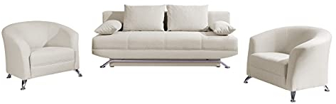 Polstergarnitur Olier, Design Sessel und Sofa mit Bettkasten und Schlaffunktion, Modernes Bettsofa, Couch, Polstermöbel Cocktailsessel (Aura 01)