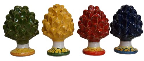 TERAKOTA CERAMICHE - Pigna in ceramica Caltagirone siciliana H. 11 cm - 100% lavorazione artigianale - personalizzabile con dedica