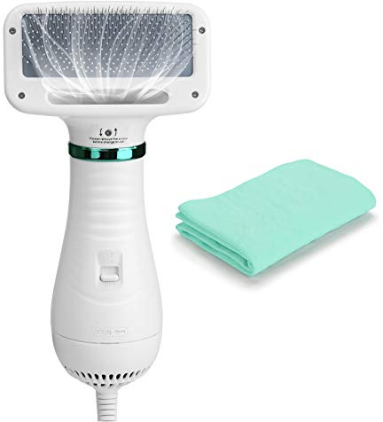 Ownpets 2 in 1 Pet Hair Dryer Brush for Medium Small Dogs, Cats | Slicker Brush, Perfect Home Pet Care, Adjustable Temperature,Portable & Quiet