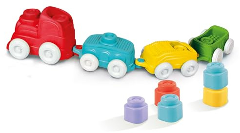 Clementoni - Tren Sensorial - Clemmy Soft Touch & Play - Juguete de Bloques Suaves, Construcción y Tacto - De 6 a 36 Meses, 17424
