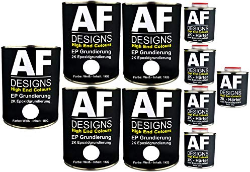Alex Flittner Designs Epoxidfüller 5 x 1,20kg 2K Grundierung Füller EP Füller in weiß für Autolack Rostschutz