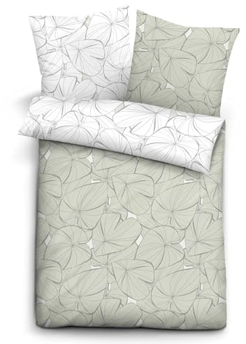 biberna 0616163 Bettwäsche Garnitur mit Kopfkissenbezug Baumwoll-Satin 1x 135x200 cm + 1x 80x80 cm pistaziengrün