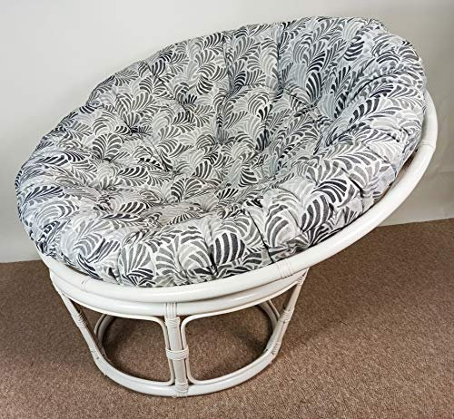 Rattan Papasansessel 110 cm cm Fb. weiß lackiert Polster Stoff California Dream Janis Black