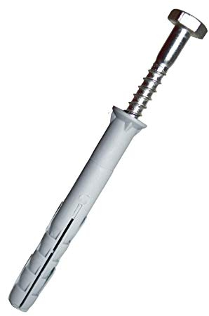 Rahmendübel mit Sechskantschraube RKS Ø 10 mm, Rahmendübel + 1 Nuss Bit | kurze Spreizzone, Dübel aus 100% NYLON | Hüfner Made in Germany (50, 10x160)