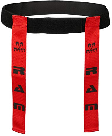 Ram Rugby Tag Belt Set - 20 Woven Webbing Tags & 10 Small Adjustable Belts, Durable Carry Bag, 16 x 2 Tags, Fits 22 to 37 Waist, Available in Green, Blue, Red, Yellow - Perfect for Training