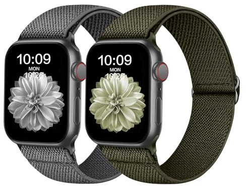 Adepoy Elastic Nylon Band Compatible for Apple Watch Straps 46mm 38mm 40mm 41mm 42mm 44mm 45mm 49mm, Adjustable Braided Stretch Replacement band for Ultra3/2/1 SE3 iWatch Series 11/10/9/8/7/6/5/4/3