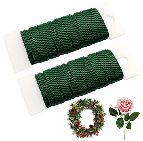 Anvin 2 Pack Floral Wires - 70m Flexible Paddle Wire, 22 Gauge, Dark Green