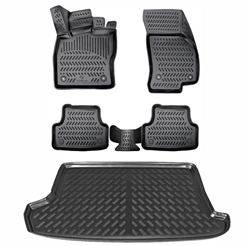 ELMASLINE Juego de alfombrillas de goma 3D + bandeja de maletero para Hyundai Tucson 2021-2025, borde alto, no encaja en plug-in Hybrid, modelos sin subwoofer