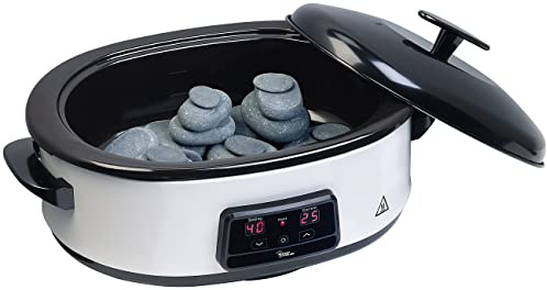 newgen medicals Hot Stone Massage Set: Hot-Stone-Set mit digitaler Steuerung, 23 Steinen & Abschalt-Automatik (Wärmegerät, mit Wärmegerät, Steine)