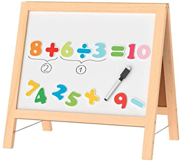 Playtive Holz Tischtafel 24 teilig Spiel- und Lernstaffelei Schule Malen Schreiben Rechnen Lernspielzeug