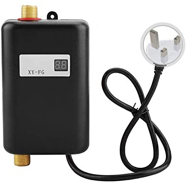 WMLBK Mini Electric Water Heater, 3000W Instant Tankless Hot Water Heater Boiler with LCD Display, Under Sink Basin, Water Heater System for Kitchen Bathroom Washing (Black)