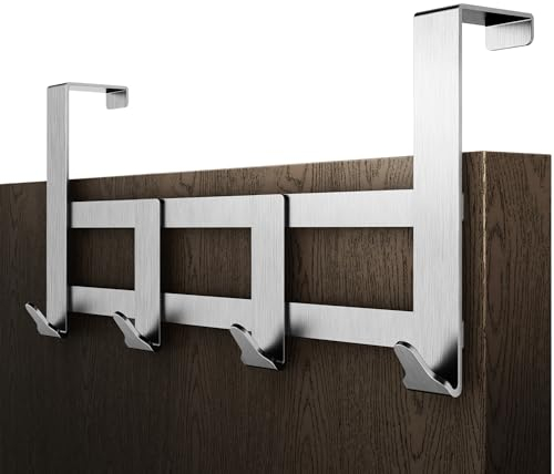 Menz Premium colgador puerta - barra de percha de acero inoxidable para colgar con almohadillas antideslizantes y de fieltro – colgador puerta