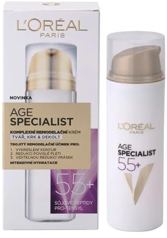 L'Oréal Paris - Crème de Jour Anti-Âge Fortifiante - Soin de Jour Redensifiant Anti-Rides Triple Action - Enrichi en Calcium - Pour Peaux Matures - À partir de 55 ans - Age Expertise - 50 ml