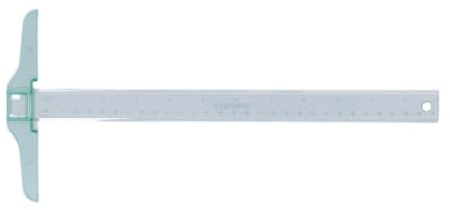 Craftelier - T-formad linjal på 30 cm (12 tum) | Grundläggande verktyg för scrapbooking och hantverksprojekt | Mätningar i centimeter och tum | Tillverkad av plast, klar turkos