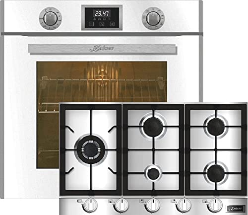 Kaiser Set four EH 6326 W + KG 9357 Turbo, Four électrique encastrable, 79L, 10 fonctions + Table de cuisson encastrable à gaz 90cm, inox, brûleur WOK Turbo 3,8 kW