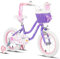 Glerc Daisy 16 Zoll Kinderfahrrad Alter 4 5 6 7 Jahre alte Mädchen Fahrrad mit Stützrädern & Korb & Luftschlangen，Lila