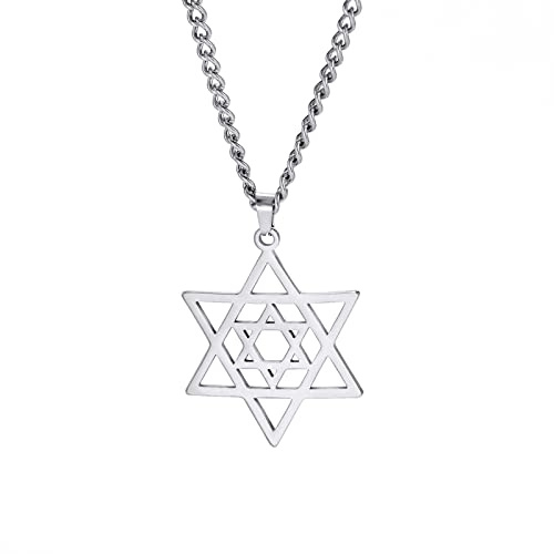 VASSAGO Collar de estrella de David para hombres y mujeres, collar de estrella de Israel Magen David de seis puntos, collar con colgante de menorá de estrella judía del sello de Salomón