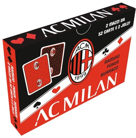 EURO PUBLISHING Carte da Gioco Milan - Poker - Burraco - Ramino (2 mazzi: 52 carte per mazzo + 2 jolly)