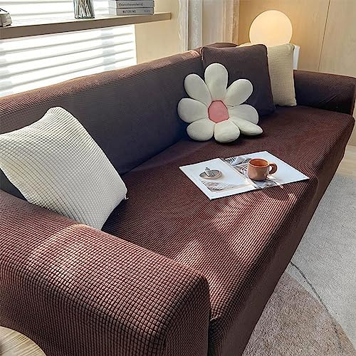 Sofa Decken Dicker, weicher, leicht zu tragender Jacquard Sofabezug U Form Groß 4 Sitzer Langlebig, waschbar, dehnbar, Sofa überwürfe Sofabezug Mehrere Farben für alle Sofas geeignet Braun (1 Stück)