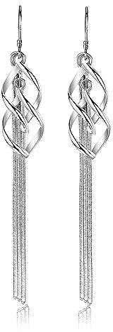 Deyanse Silver Långa Hängande 925 Sterling Silver Örhängen för Kvinnor - Allergivänliga Droppar med Ormkedja och Blad/Krokig Romb