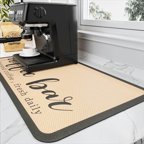 HotLive Tapis à café – Tapis de séchage absorbant les taches en caoutchouc pour comptoir de cuisine – Tapis de bar pour comptoirs – Convient sous une machine à café expresso