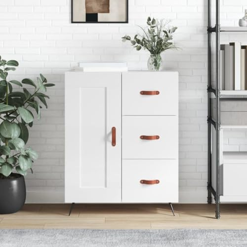 Homgoday Sideboard 69.5 x 34 x 90 cm in Gloss White Plywood Bedside Table Bedroom Bedside Table Bedroom Sideboard Bedside Table Bedroom Cupboard Floor Cabinet z