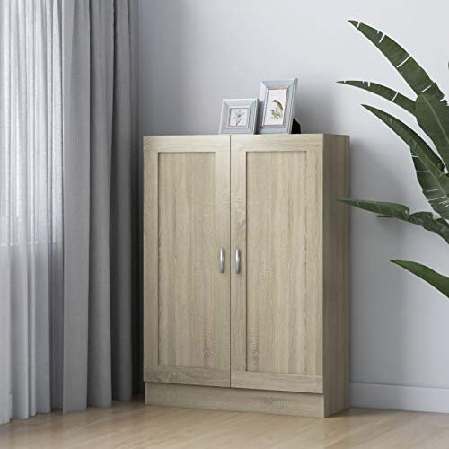 LAPOOH Bücherschrank, Standregal, Bücherregal, Aktenregal, Ordnerregal, Büroregal, Regal Für Ordner, Bookshelf, Sonoma-Eiche 82,5x30,5x115 cm Spanplatte