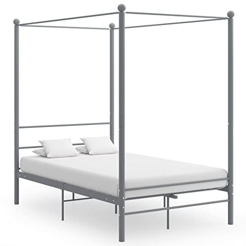 ZQQLVOO Bettgestell Familienbett Palettenbett Himmelbett Grau Metall 140x200 cm
