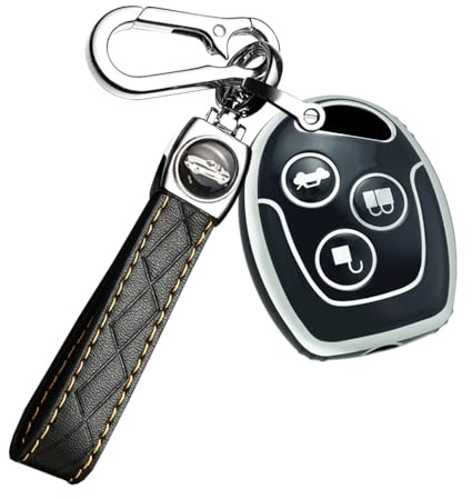 ontto Autoschlüssel Hülle Passt für Ford Mondeo Fiesta Focus 2 Fusion S-Max C-Max Transit KA Galaxy 2008 2007 2006 Schutzhülle Originalschlüssel Schlüsseletui Schlüsselanhänger Zubehör-B Schwarz