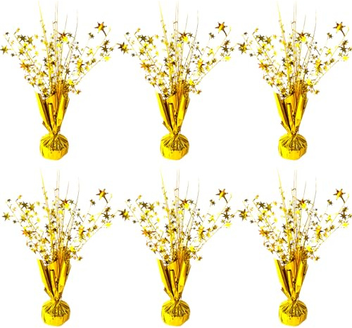 FUBININA 6 Pack Metallic Foil Spray Centerpiece Star Table Decoration Burst Table Centerpieces for Birthday New Years Nye Wedding Anniversary Graduation Holiday Party Supplies Decor, Gold