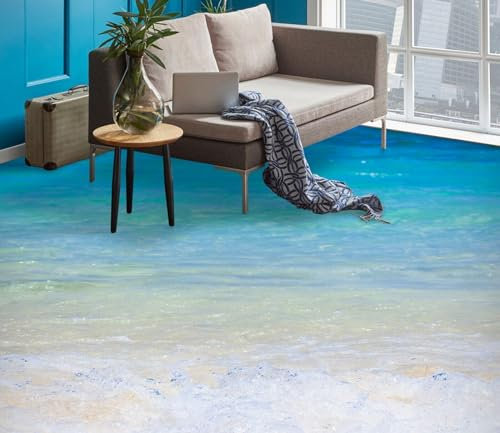 Benutzerdefinierte Boden Wasserdichte Stereo-Aufkleber 3D Strand Meer, 430 * 300cm 3D-Bodenfliesen Aufkleber Bodenbelag Tapete Wandbild PVC Wasserdicht selbstklebende Tapete Wohnkultur
