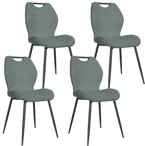JIJIAN 4er Set Stühle Esszimmer mit Chenille, Grau Esszimmerstühle | Metallbeinen, Bis 150 kg Belastbar, Modernes Design, Küchenstühle, Polsterstühle für Esszimmer Wohnzimmer Küche