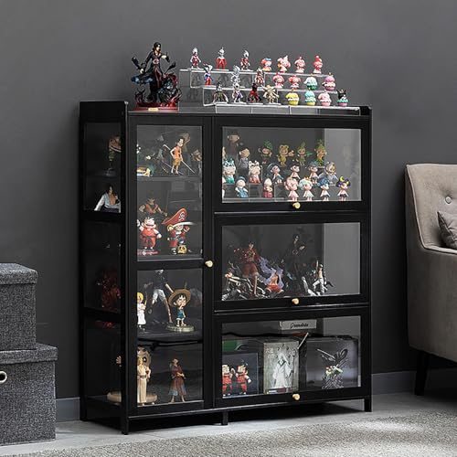 REBOTZ Glasvitrine, Acrylvitrine, Vitrinen für Sammlerstücke, 70/100/130cm,Aufbewahrungsschrank mit Türen, Klapptür-Design für Bequeme Aufbewahrung, versiegelt und staubdicht(100x33x111CM)