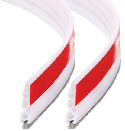 QUARKZMAN 2pz Ferma Spifferi Porta, Spazzata Autoadesiva per Parte Inferiore Porta con Spazzola per Tenere Fuori Freddo, Guarnizione Inferiore Porta Serratura Rumore (3Ft, Bianco)